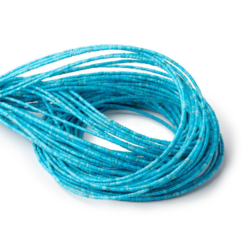 1-1.4mm Turquoise Howlite Hand-Cut Plain Tube Beads 15 inch 300 pieces - Beadsofcambay.com