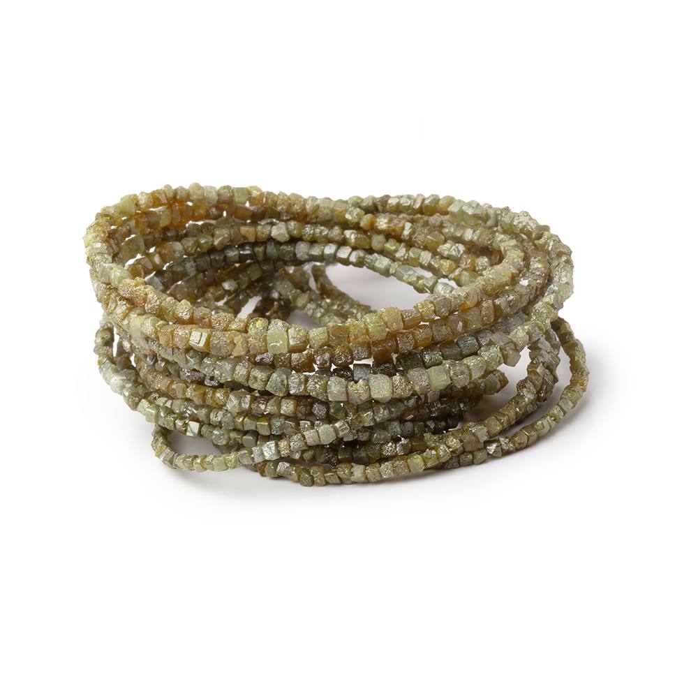 1 - 2.5mm Olive Raw Diamond Cube Beads 15 inch 245 pieces - Beadsofcambay.com