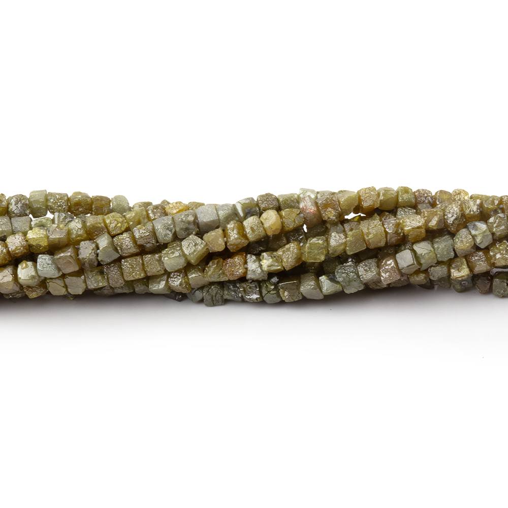 1 - 2.5mm Olive Raw Diamond Cube Beads 15 inch 245 pieces - Beadsofcambay.com