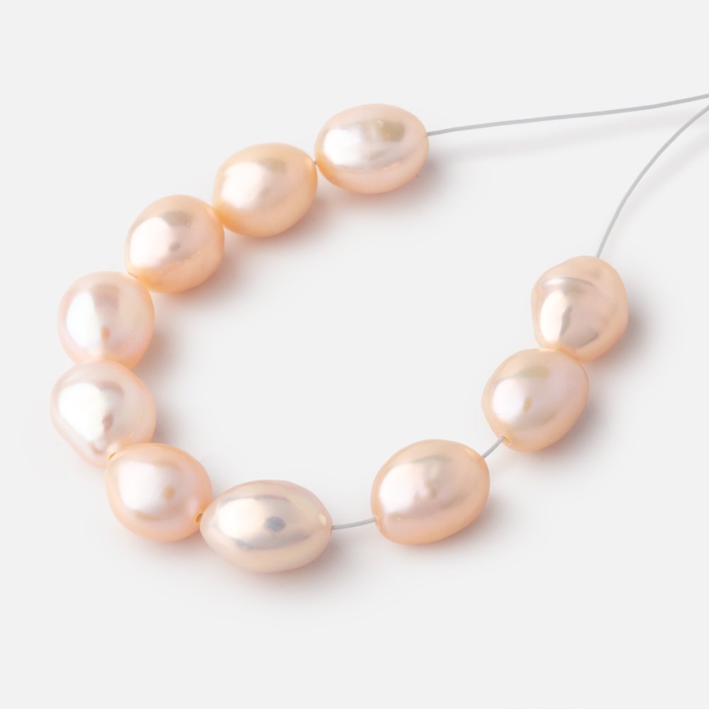10 - 11mm Peach Baroque Freshwater Pearl Set of 10 Beads - Beadsofcambay.com