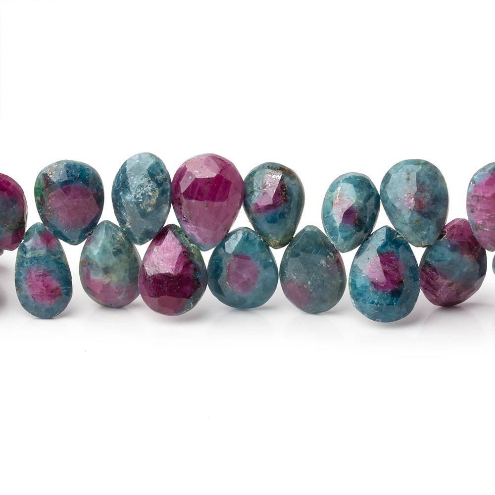 10 - 11mm Ruby in Kyanite Faceted Pear Beads 8 inch 50 pieces - Beadsofcambay.com
