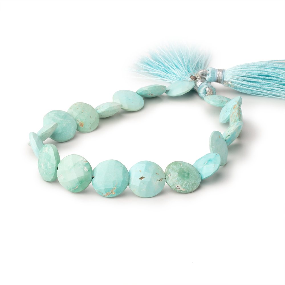 10 - 11mm Sleeping Beauty Turquoise Faceted Coin 8 inch 18 Beads - Beadsofcambay.com