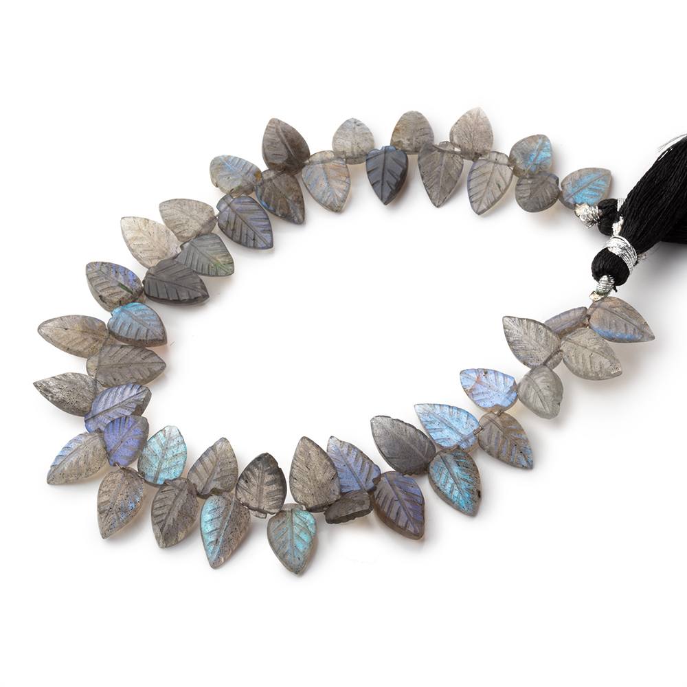 10-12mm Labradorite Carved Leaf Beads 7.5 inch 42 pieces AA - Beadsofcambay.com