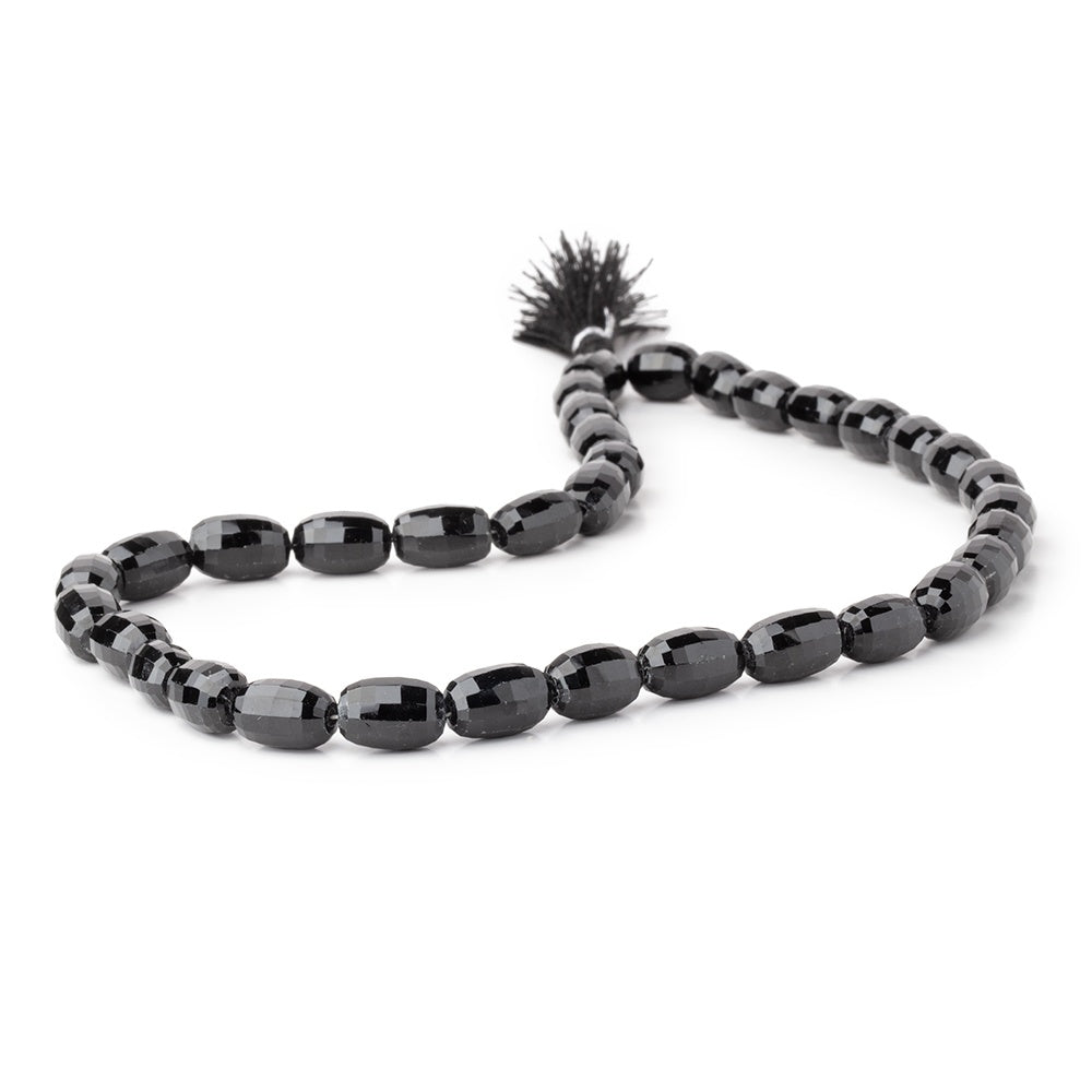 10 - 13mm Black Spinel Checkerboard Faceted Ovals 16 inch 35 Beads - Beadsofcambay.com