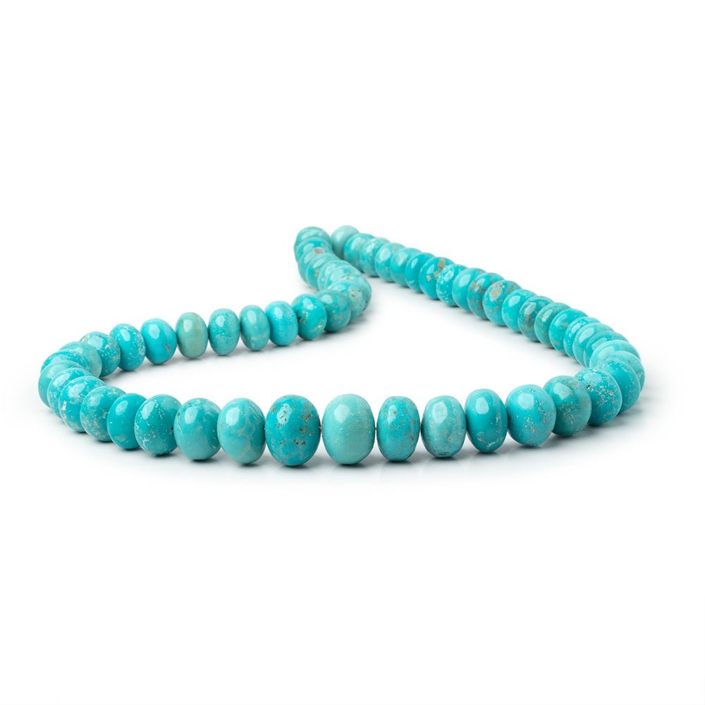 10 - 15mm Mongolian Turquoise Plain Rondelle 18 inch 55 Beads - Beadsofcambay.com