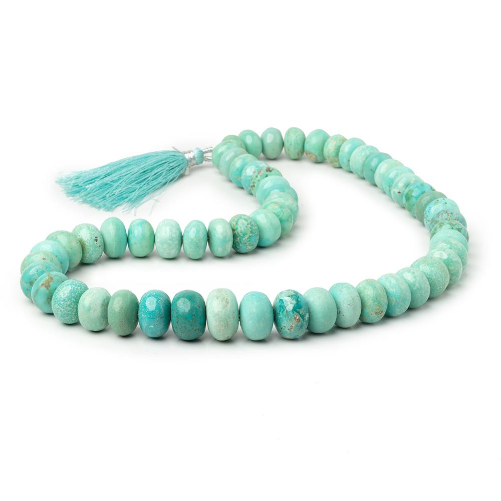 10 - 15mm Mongolian Turquoise Plain Rondelle Beads 18 inch 55 pieces - Beadsofcambay.com