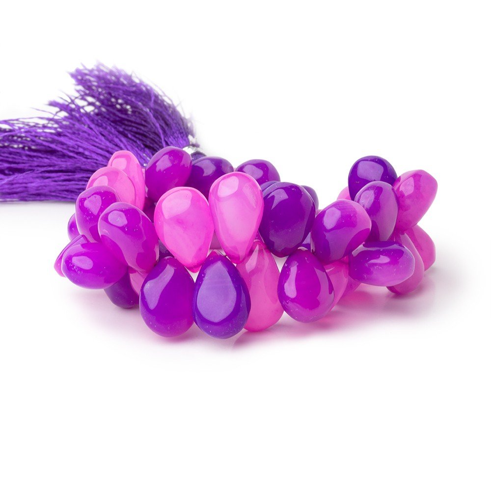 10 - 15mm Orchid Purple Chalcedony Plain Pear 5.5 inch 42 Beads - Beadsofcambay.com
