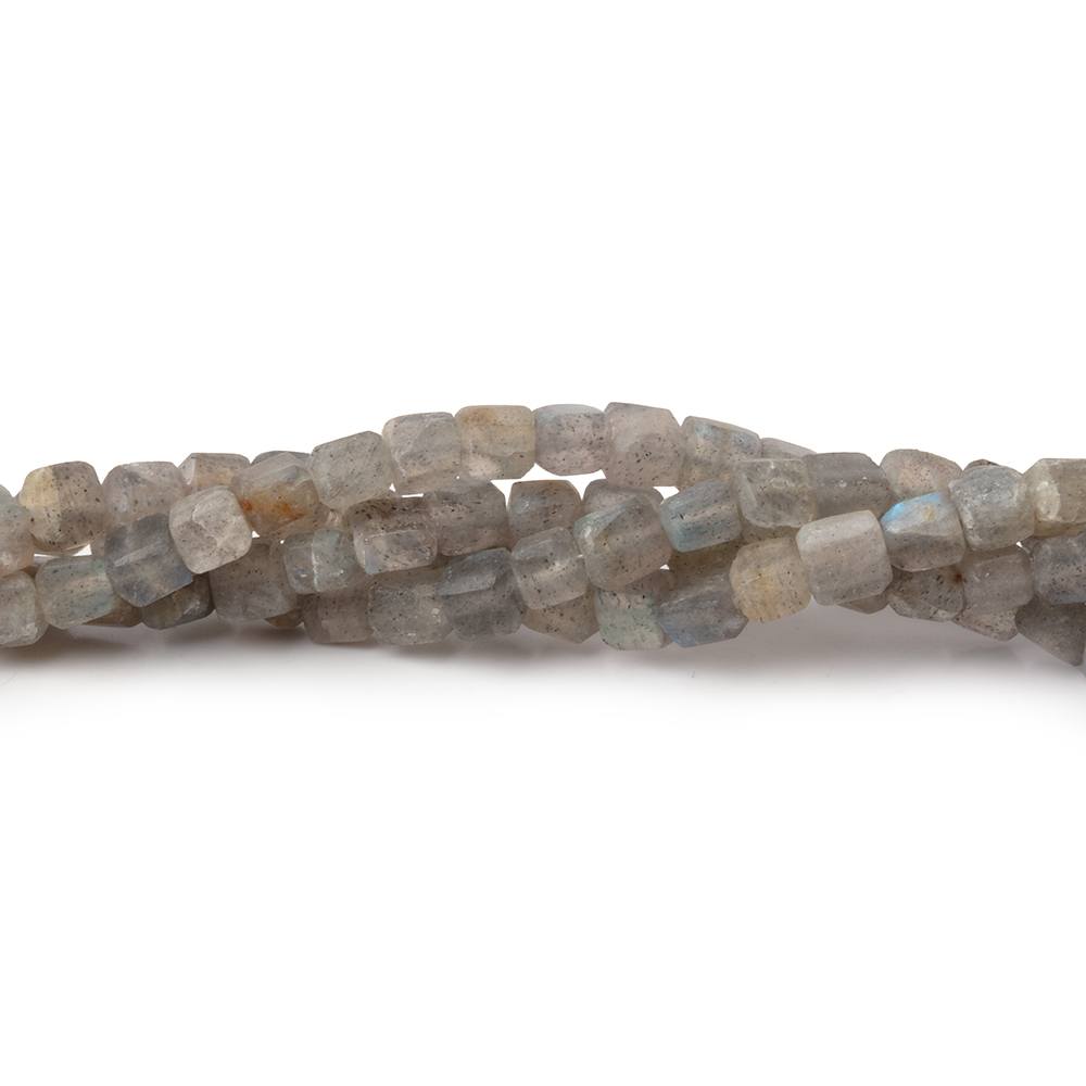 3-4mm Matte Labradorite Plain Cube Beads 7.5 inches 48 pieces - BeadsofCambay.com