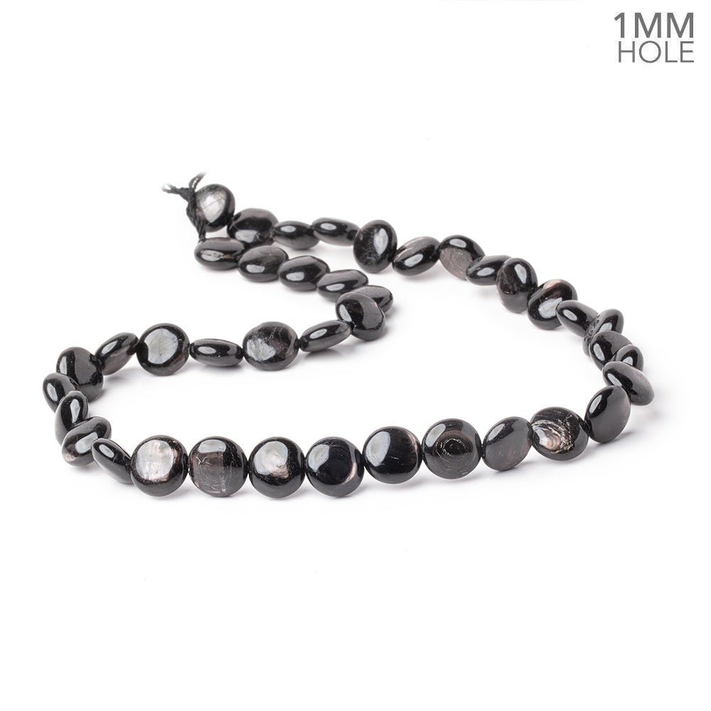 10mm Hypersthene Plain Coin Beads 15.5 inch 40 pieces 1mm Drill Hole - Beadsofcambay.com