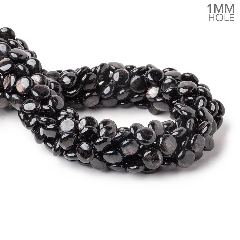 10mm Hypersthene Plain Coin Beads 15.5 inch 40 pieces 1mm Drill Hole - Beadsofcambay.com