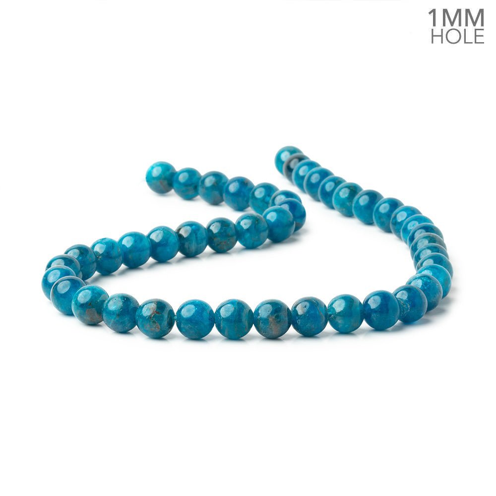 10mm Neon Blue Apatite Plain Round 15.5 inch 42 Beads 1mm Hole - Beadsofcambay.com