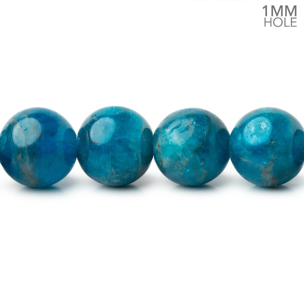 10mm Neon Blue Apatite Plain Round 15.5 inch 42 Beads 1mm Hole - Beadsofcambay.com