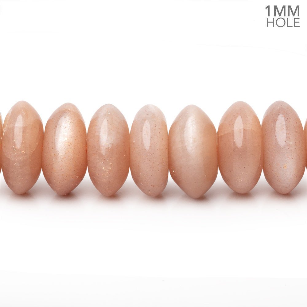 10mm Peach Moonstone Plain Disc Rondelles 16 inch 88 Beads 1mm hole - Beadsofcambay.com