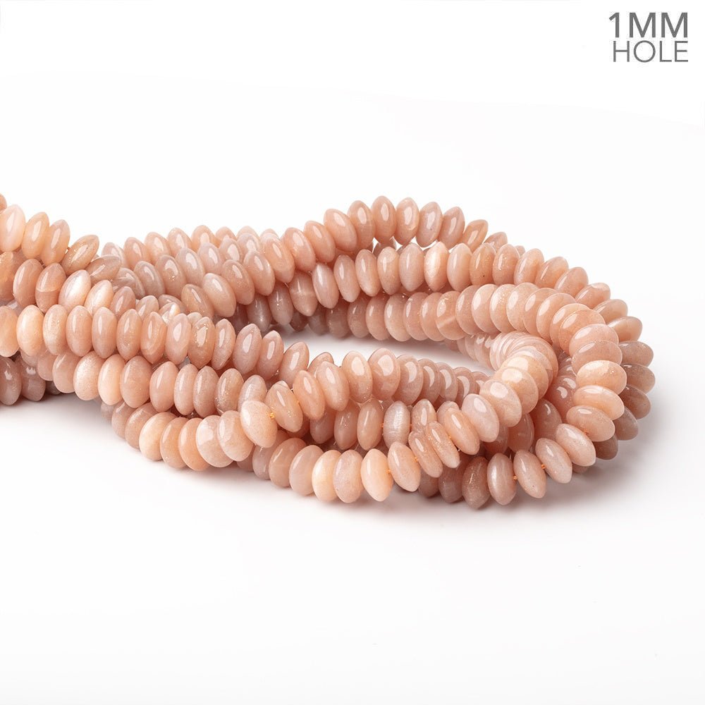 10mm Peach Moonstone Plain Disc Rondelles 16 inch 88 Beads 1mm hole - Beadsofcambay.com