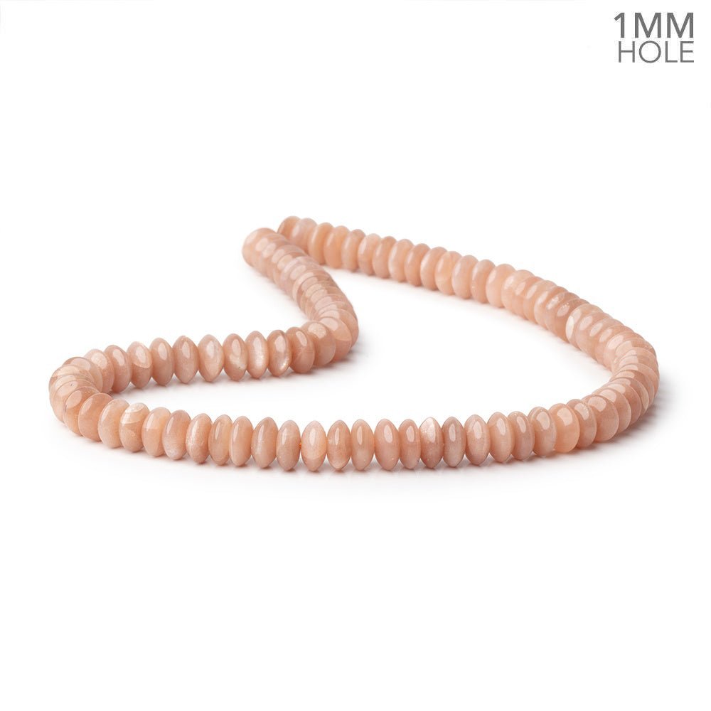 10mm Peach Moonstone Plain Disc Rondelles 16 inch 88 Beads 1mm hole - Beadsofcambay.com