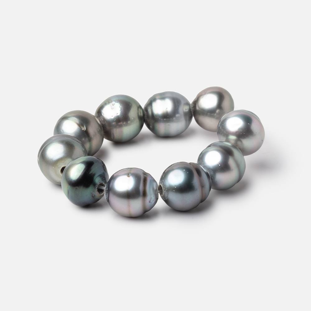 10mm Tahitian 2mm Large Hole Saltwater Pearls 4 inch 9 Beads A - Beadsofcambay.com