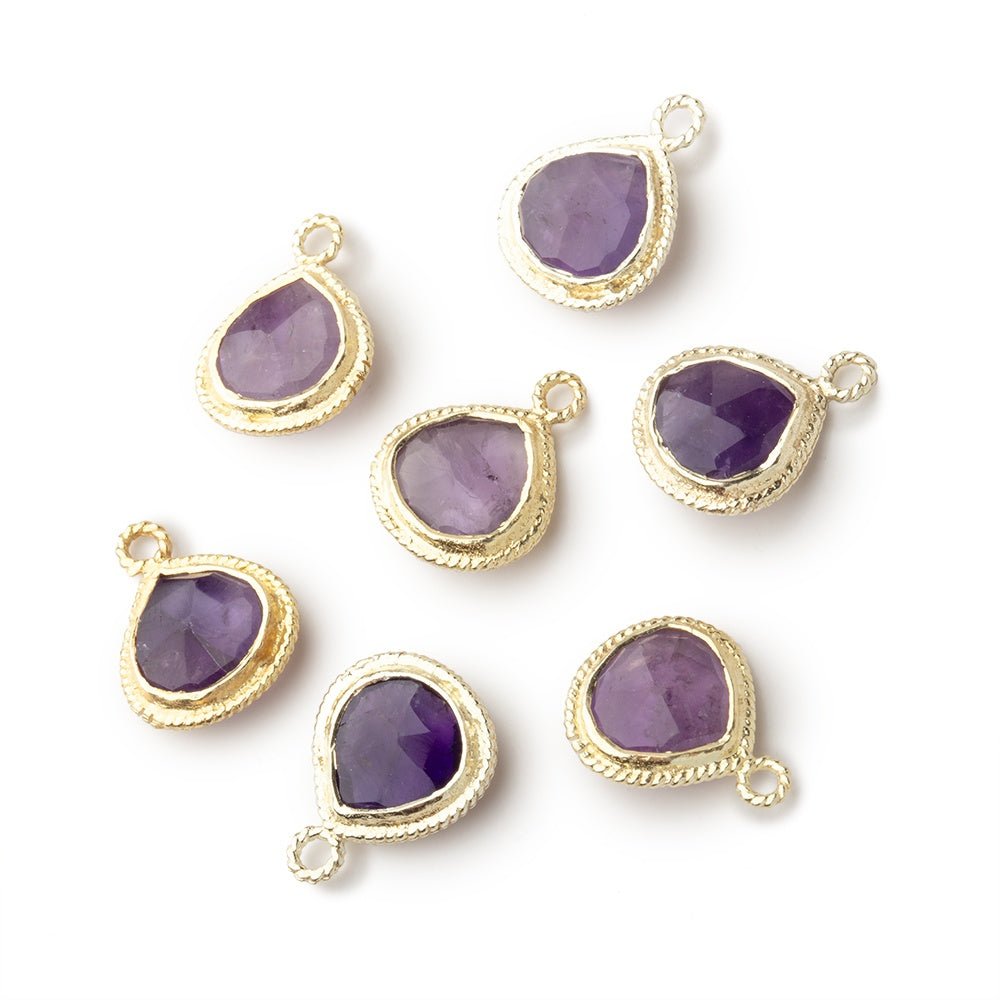 10mm Vermeil Rope Bezel Amethyst Faceted Heart 1 Pendant - Beadsofcambay.com