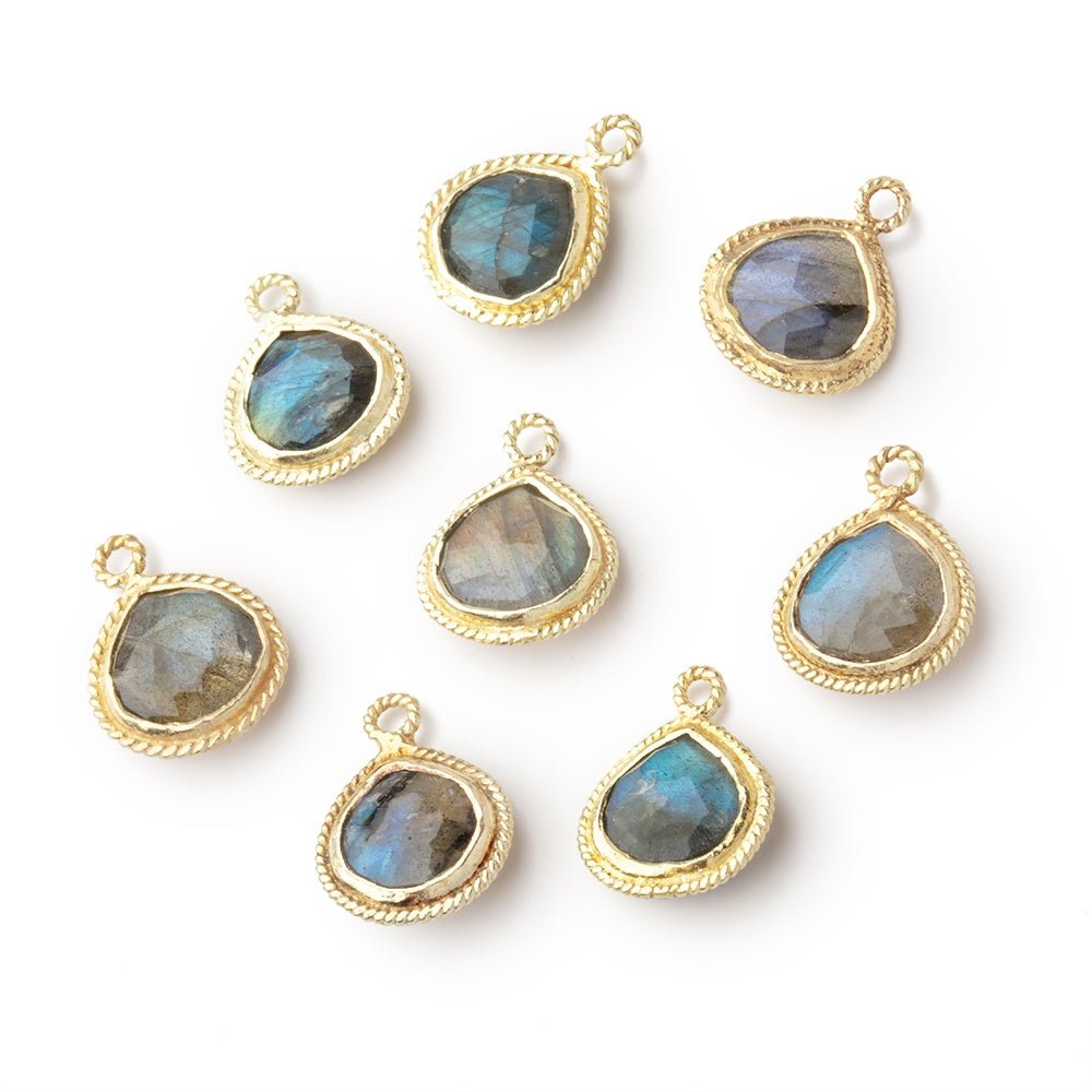 10mm Vermeil Rope Bezel Labradorite Faceted Heart 1 Pendant - Beadsofcambay.com