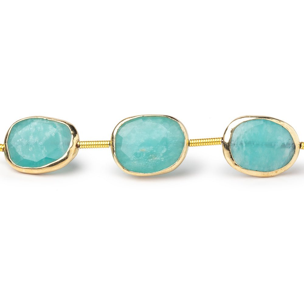 10x13mm Vermeil Bezel Amazonite Faceted Nugget Strand 10 Beads - Beadsofcambay.com