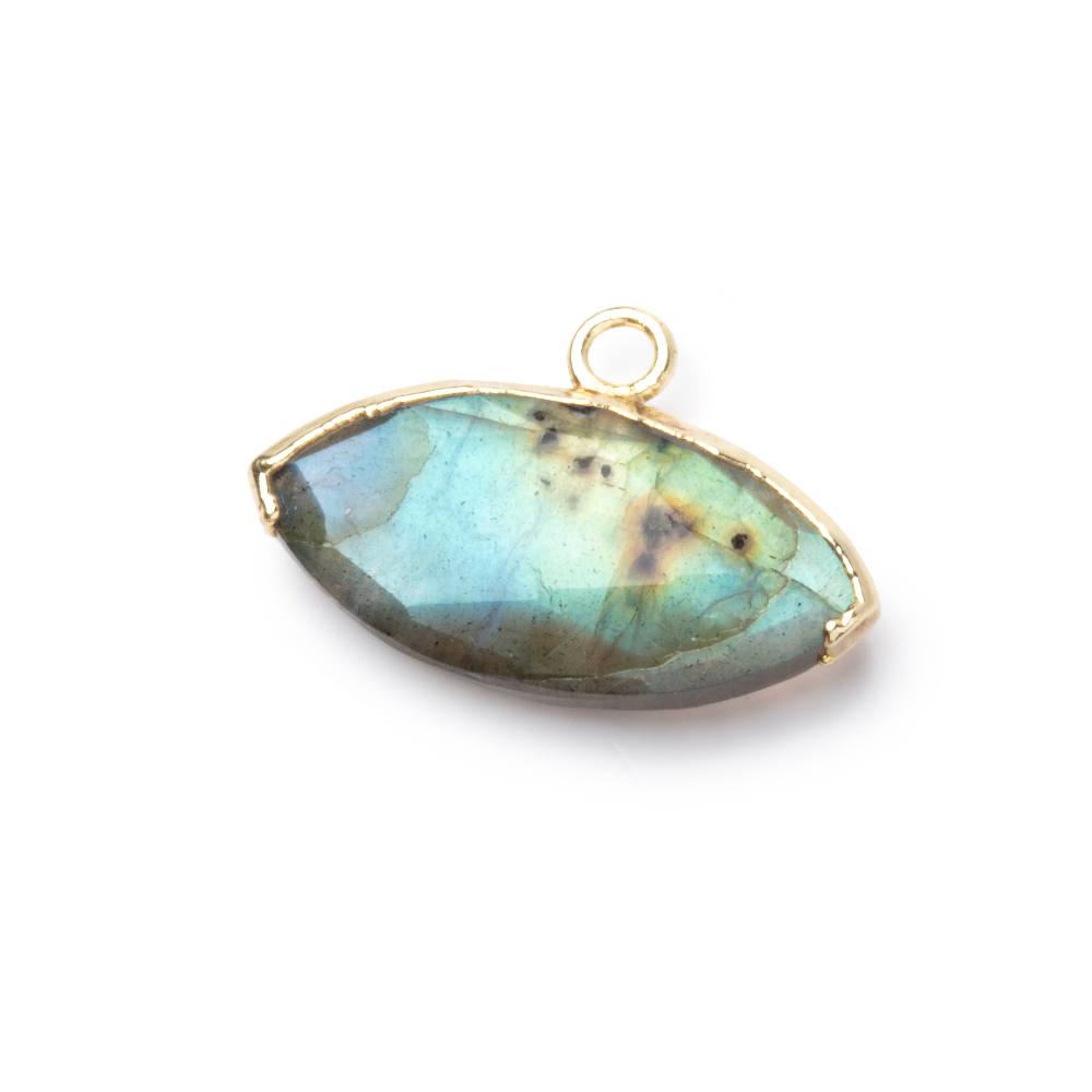 10x19-11x21mm Gold Leafed Labradorite Faceted Marquise 1 Focal Pendant - Beadsofcambay.com