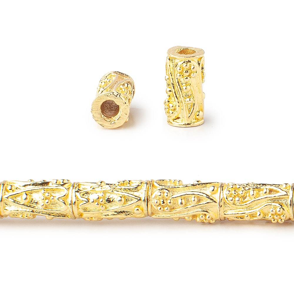 10x5mm Heart & Paisley Design Tube Beads 8 inch 20 pieces - Beadsofcambay.com