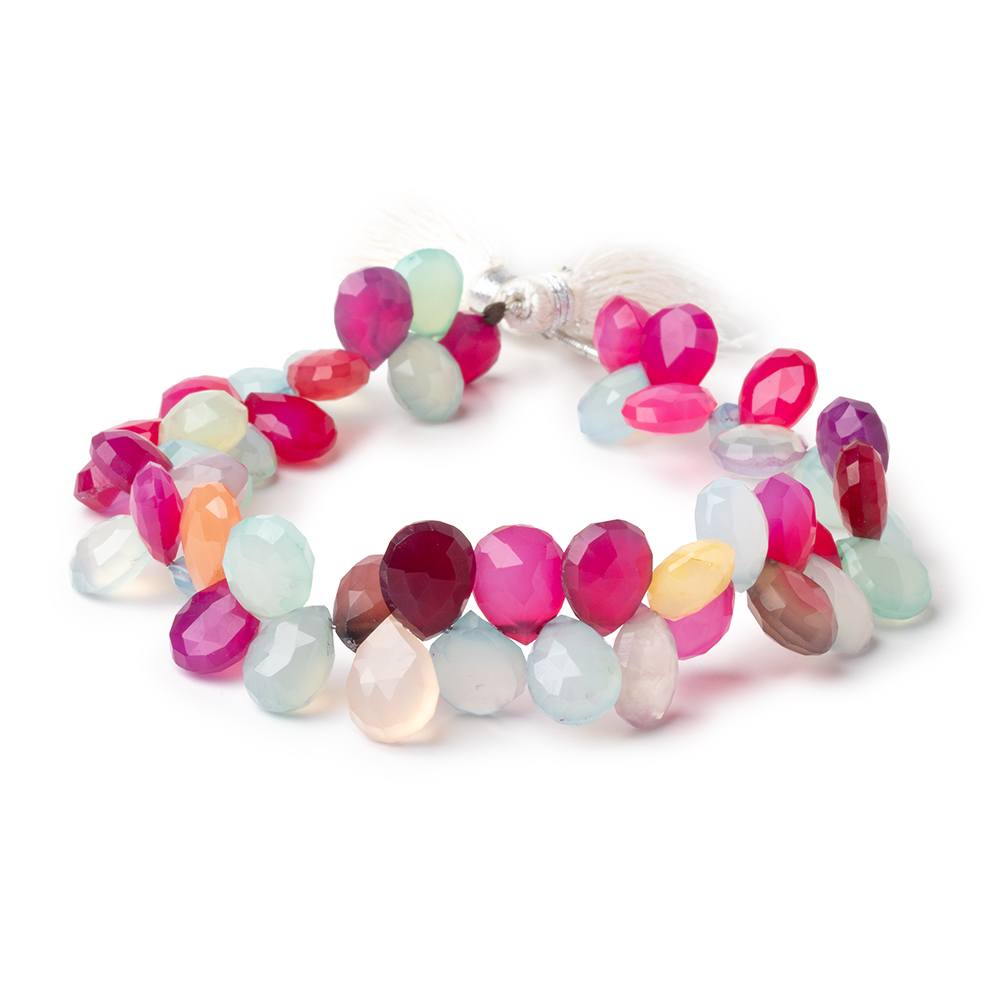 10x7 - 11x9mm Multi Color Chalcedony Faceted Pears 8 inch 52 Beads - Beadsofcambay.com