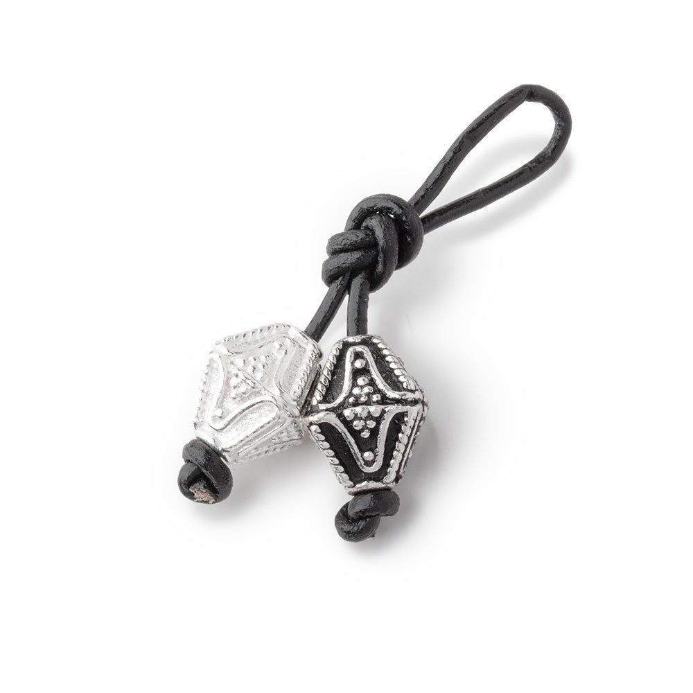 10x8mm Pyramid Bead with Miligrain Design Set of 4 pieces - Beadsofcambay.com