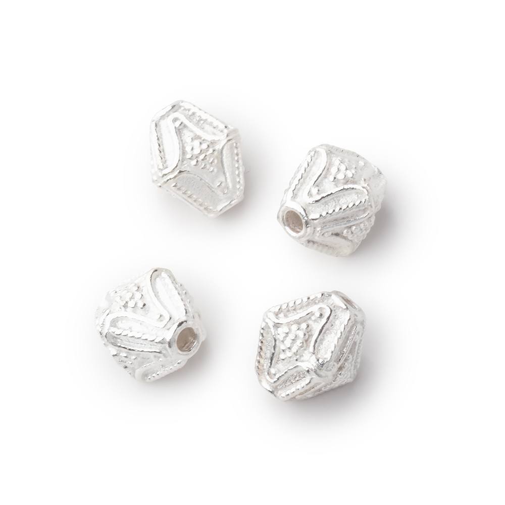 10x8mm Pyramid Bead with Miligrain Design Set of 4 pieces - Beadsofcambay.com