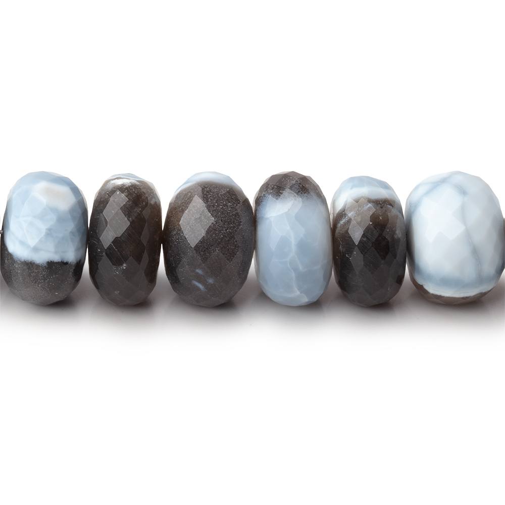 11-12mm Banded Owyhee Denim Blue Opal Faceted Rondelle 16 inch 51 Beads - Beadsofcambay.com