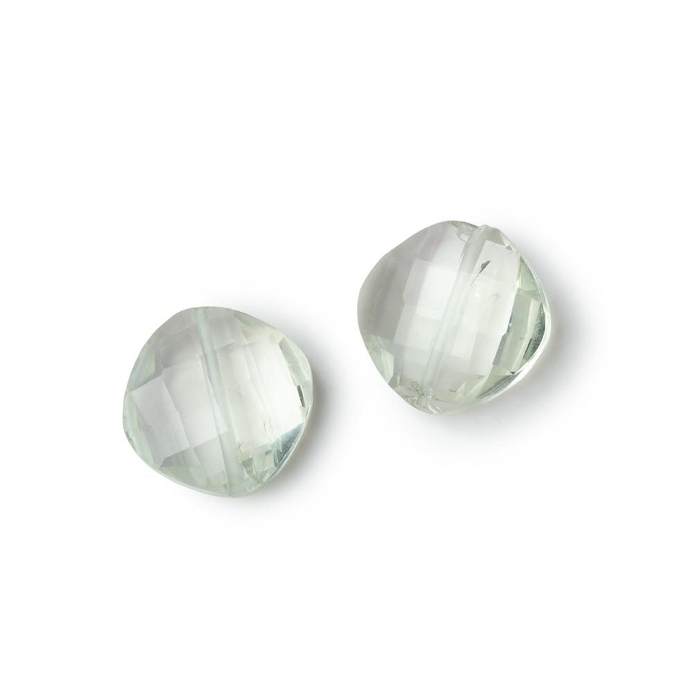 11 - 13mm Prasiolite Faceted Pillow Set of 2 Focal Beads - Beadsofcambay.com