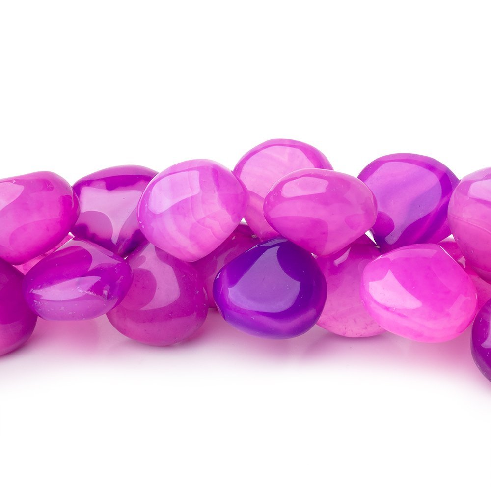 11 - 14mm Orchid Purple Chalcedony Plain Heart 7.5 inch 48 Beads - Beadsofcambay.com