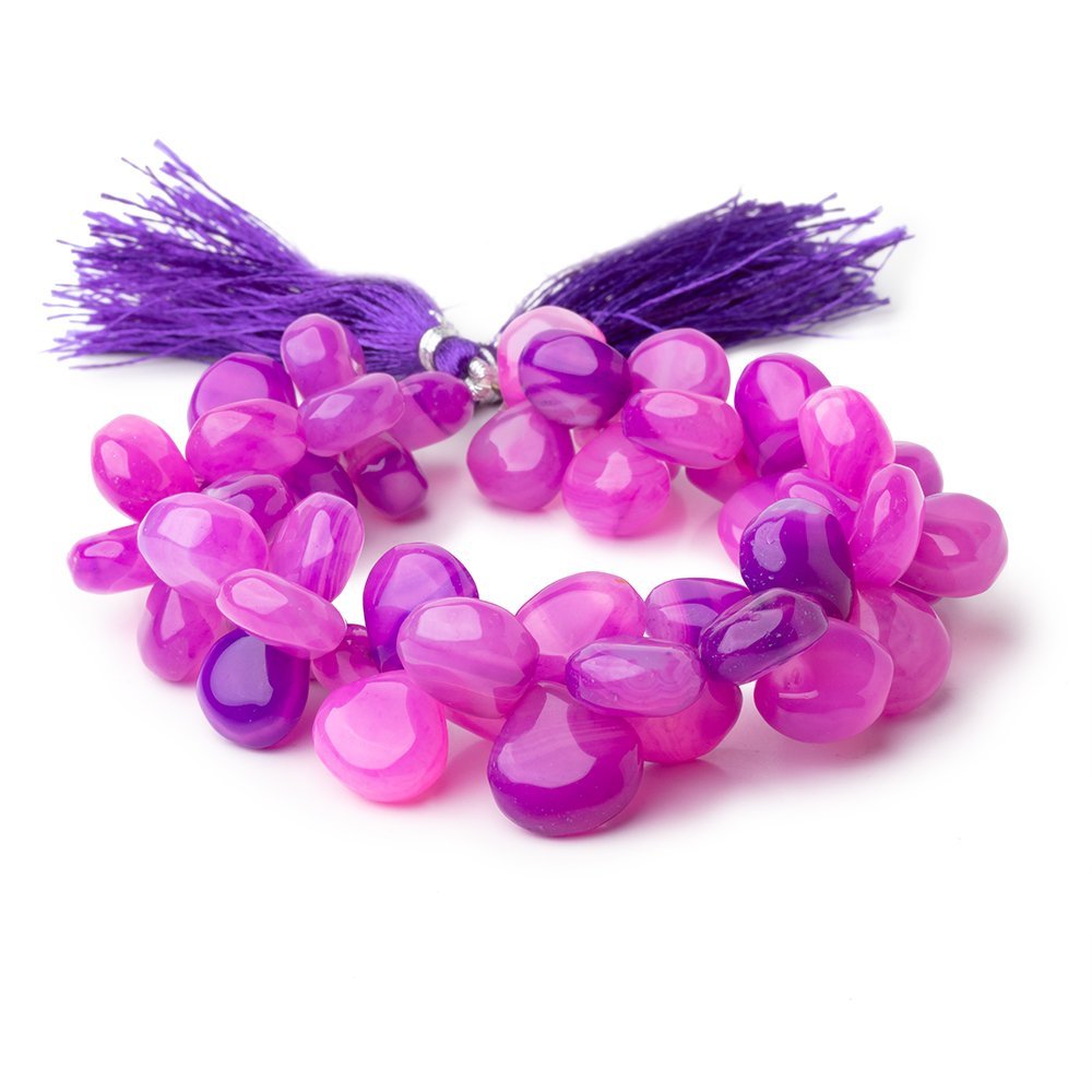 11 - 14mm Orchid Purple Chalcedony Plain Heart 7.5 inch 48 Beads - Beadsofcambay.com