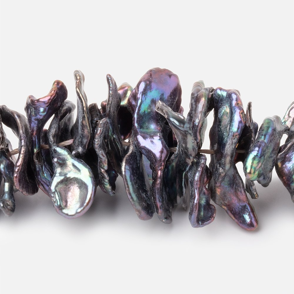 11 - 27mm Peacock Center Drill Ultra Keshi Freshwater Pearls 16 inch 120 Beads - Beadsofcambay.com