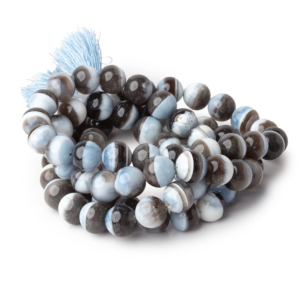 11mm Owyhee Blue Opal & Gray Agate Plain Round Beads 16 inch 38 pieces - Beadsofcambay.com