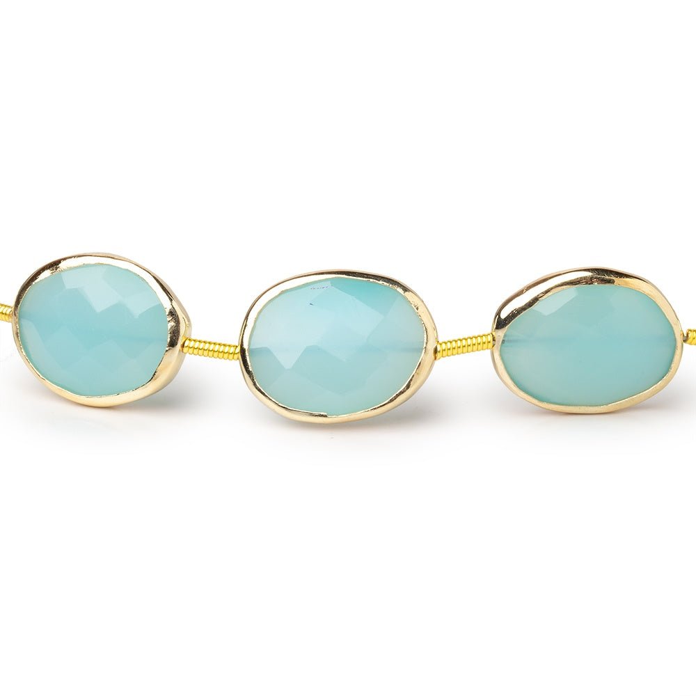 11x13 - 12x15mm Vermeil Bezel Blue Chalcedony Faceted Nuggets 8 inch 9 Beads - Beadsofcambay.com