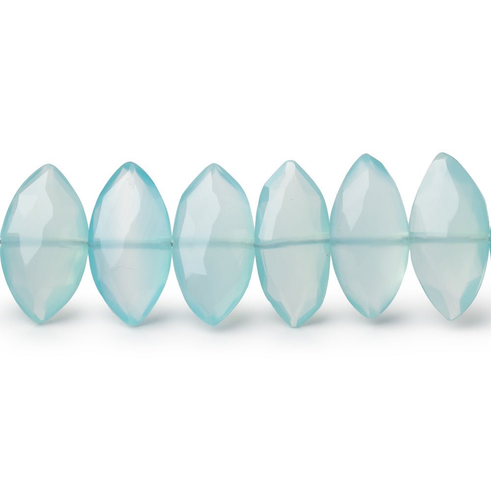 11x6 - 12x7mm Blue Chalcedony Faceted Marquise Beads 8 inch 26 pieces - Beadsofcambay.com