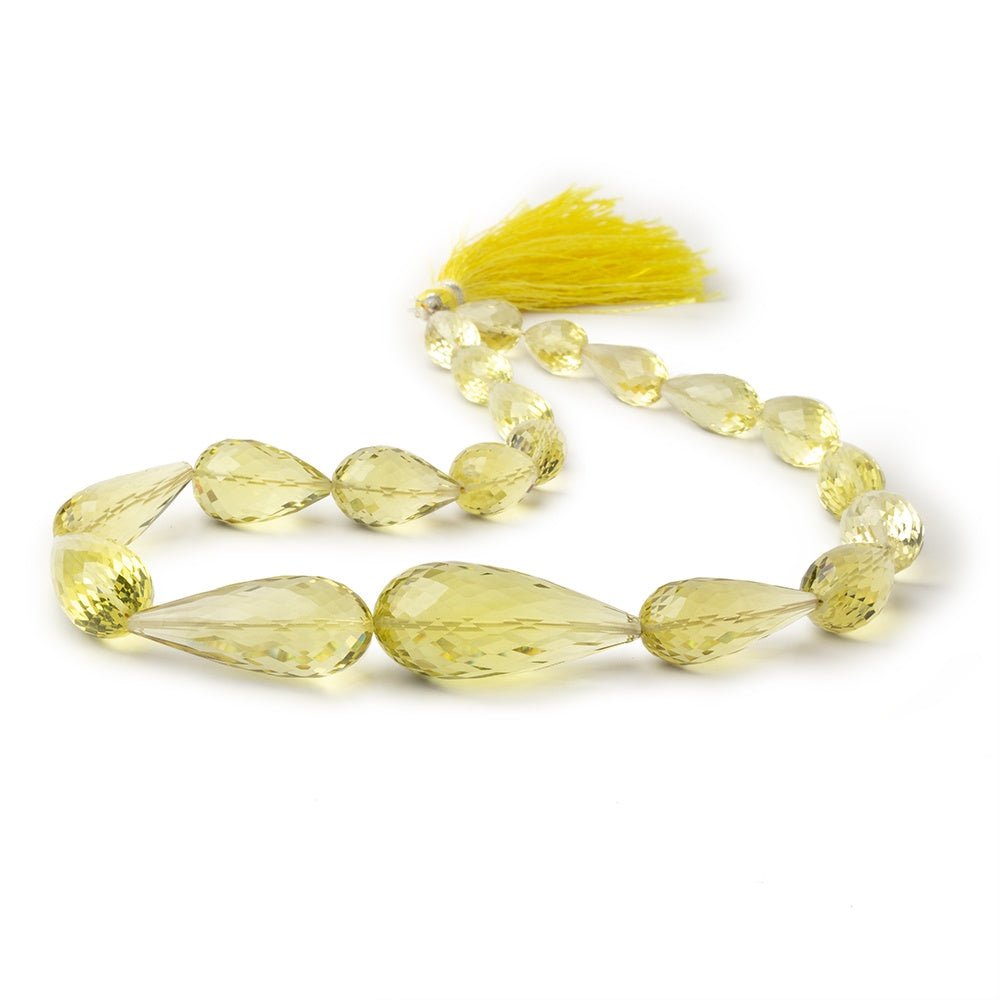 11x8 - 36x15mm Lemon Quartz Faceted Tear Drops 16 inch 20 Beads AA - Beadsofcambay.com