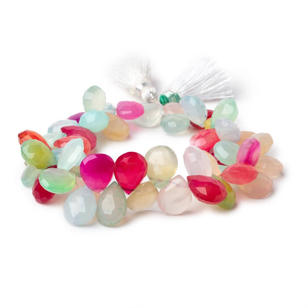 11x9 - 13x11mm Multi Color Chalcedony Faceted Pears 7.5 inch 45 Beads - Beadsofcambay.com