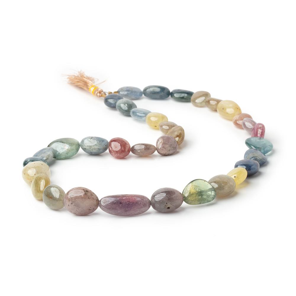 11x9 - 14x12mm Multi Color Sapphire Plain Nuggets 18 inch 34 Beads A - Beadsofcambay.com