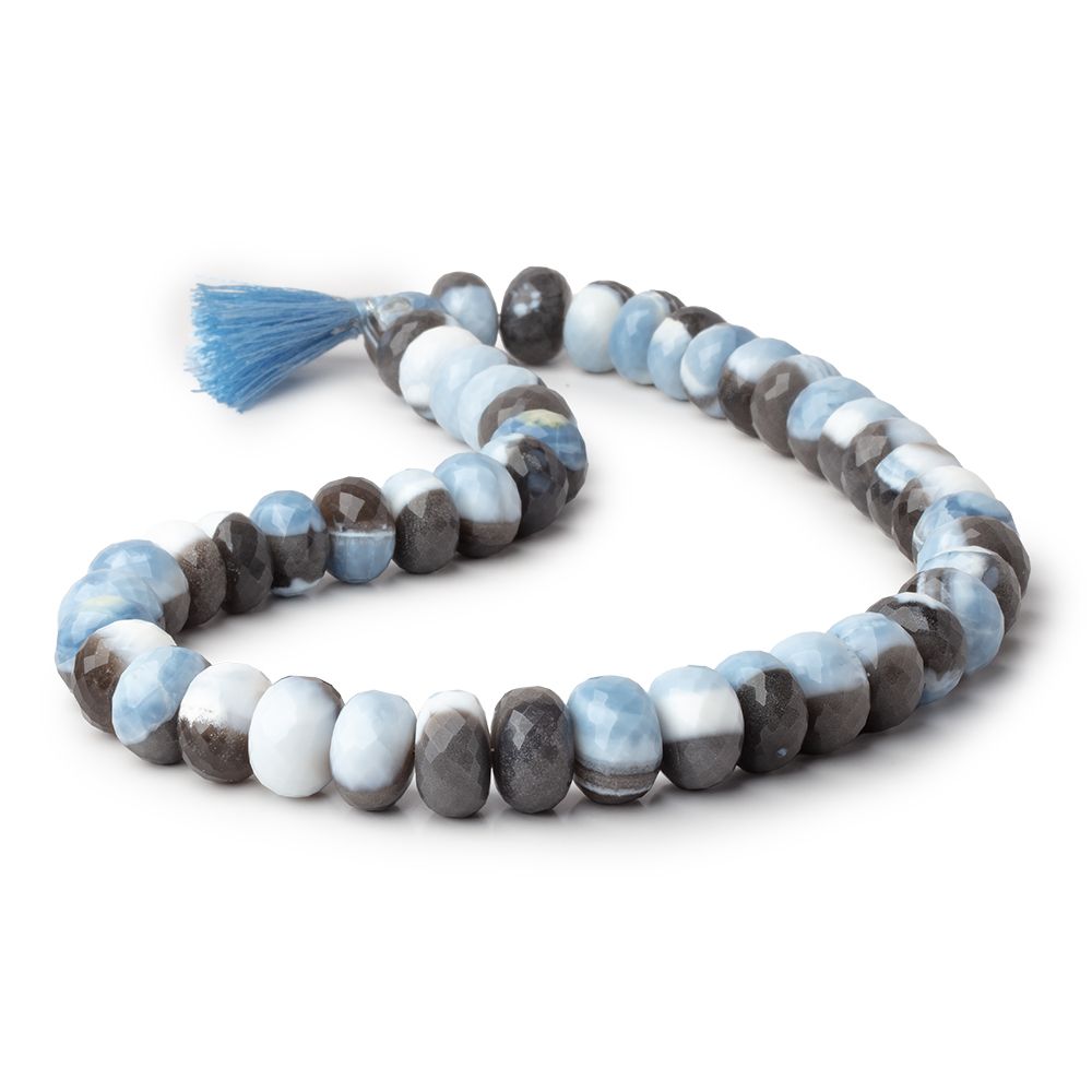 12-14mm Banded Owyhee Denim Blue Opal Faceted Rondelle 16 inch 48 Beads - Beadsofcambay.com
