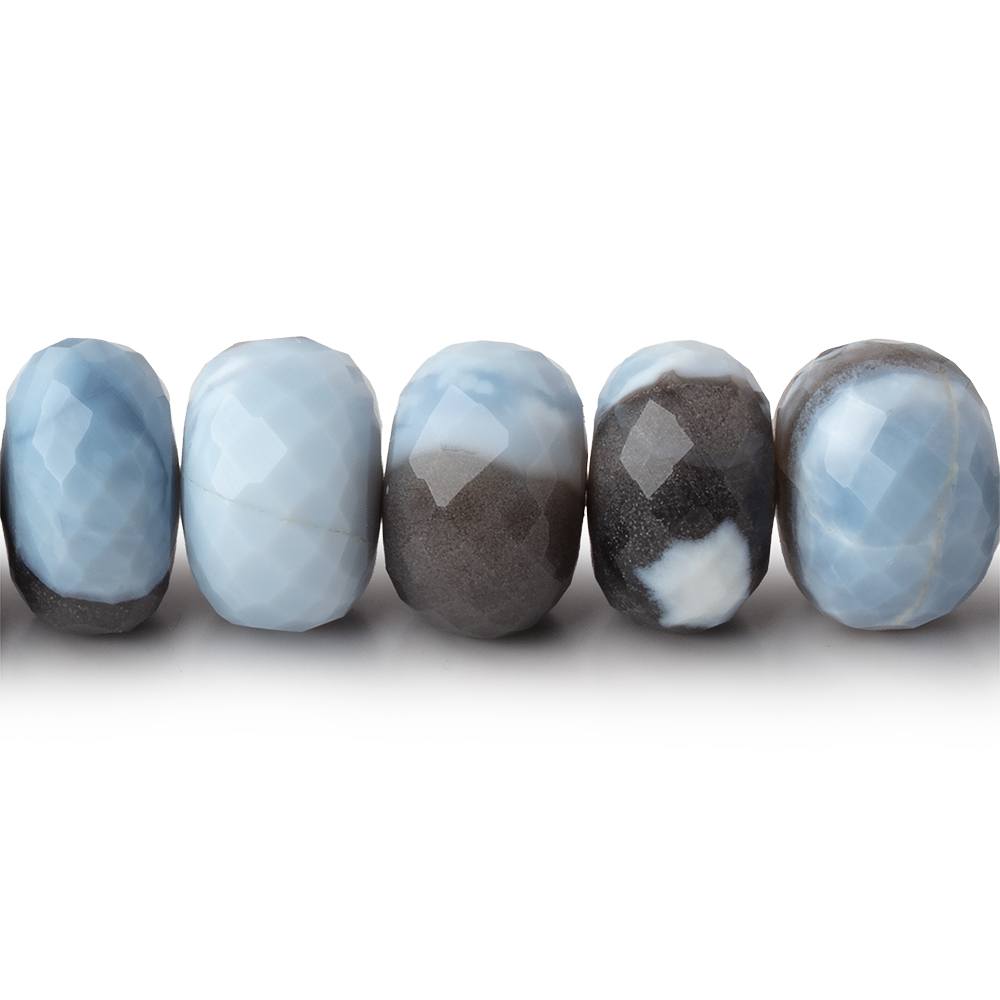12-14mm Banded Owyhee Denim Blue Opal Faceted Rondelle 16 inch 48 Beads - Beadsofcambay.com