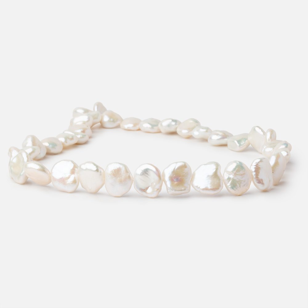12-14mm Creamy White Keshi Side Drill Freshwater Pearl 16 inch 36 Beads - Beadsofcambay.com
