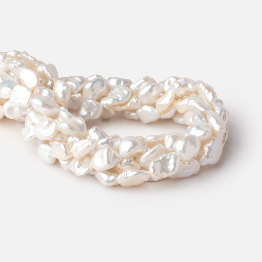 12 - 15mm White Keshi Straight Drill Freshwater Pearl 16 inch 30 Beads - Beadsofcambay.com