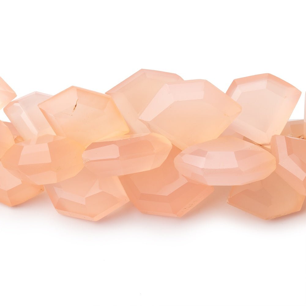 12 - 20mm Peachy Chalcedony Faceted Pentagonal Beads 7 inch 50 pieces - Beadsofcambay.com
