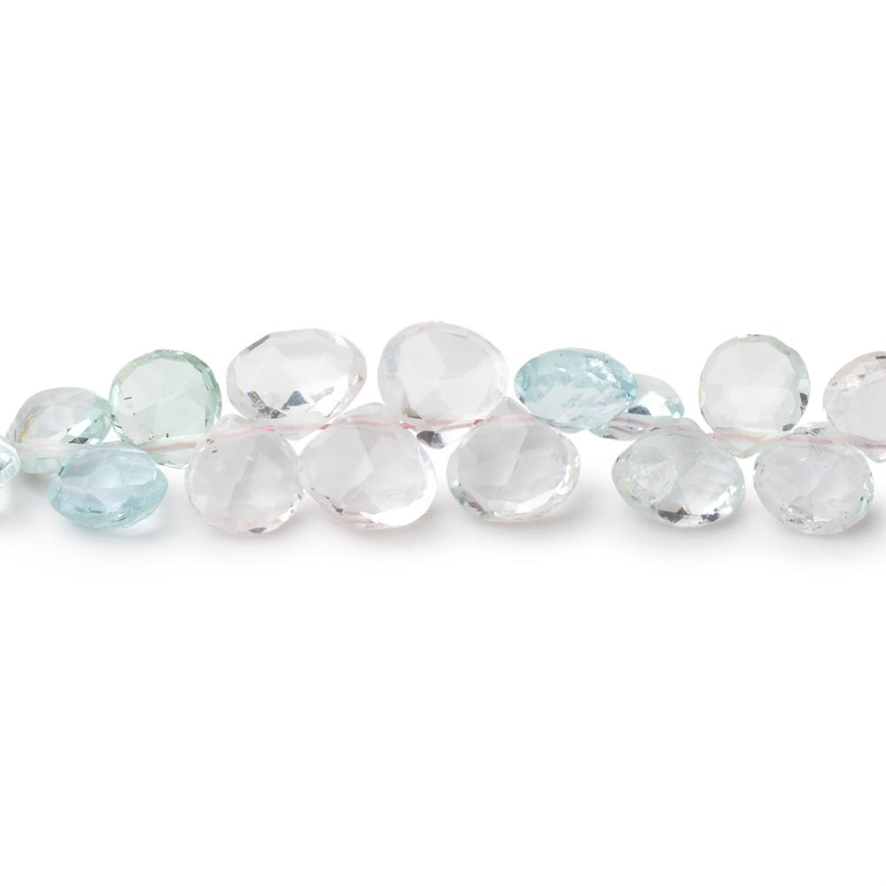5-7mm White & Blue Beryl Faceted Heart 16 inch 140 Beads A - BeadsofCambay.com