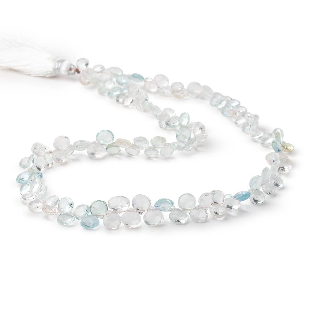 5-7mm White & Blue Beryl Faceted Heart 16 inch 140 Beads A - BeadsofCambay.com