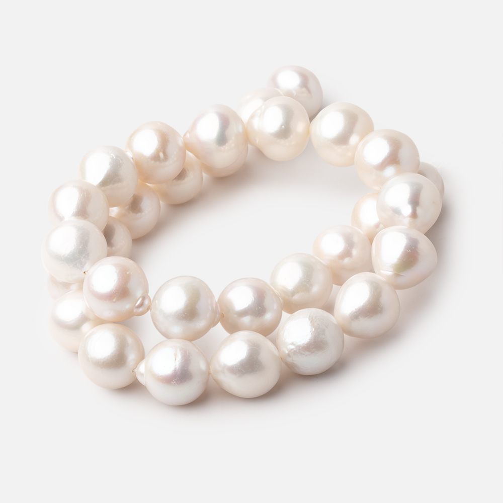 12.5 - 14mm Off White Baroque Freshwater Pearls 16 inch 30 pieces - Beadsofcambay.com