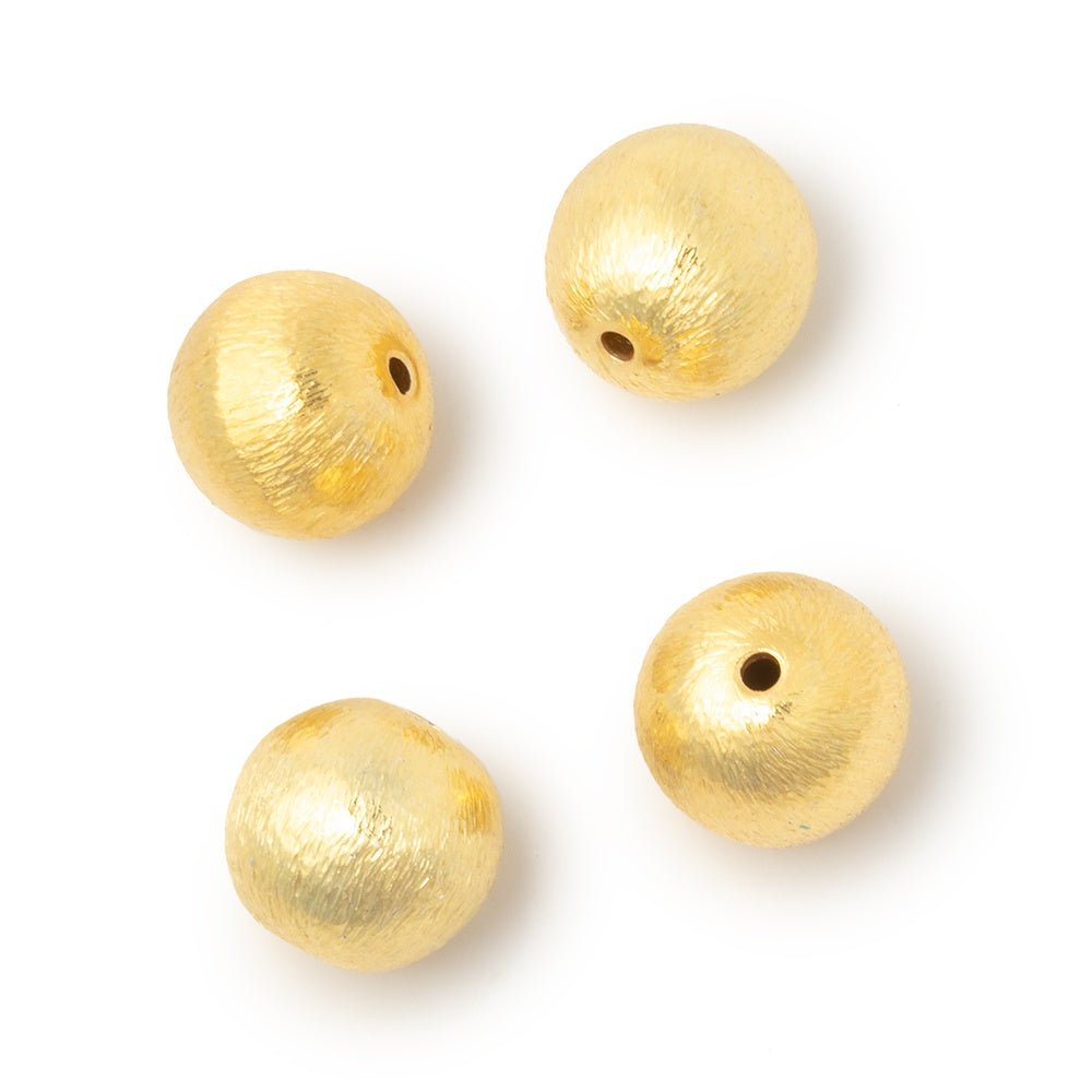 12mm 22kt Plated Copper Brushed Round Beads Set of 4 pieces - Beadsofcambay.com