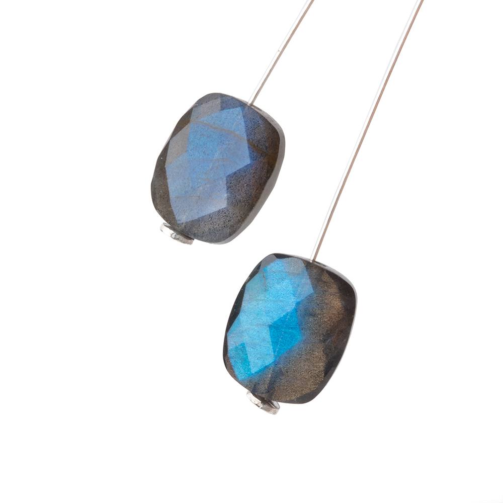 12x10mm Labradorite Faceted Rectangle Focals Set of 2 Beads AA 1mm hole - Beadsofcambay.com