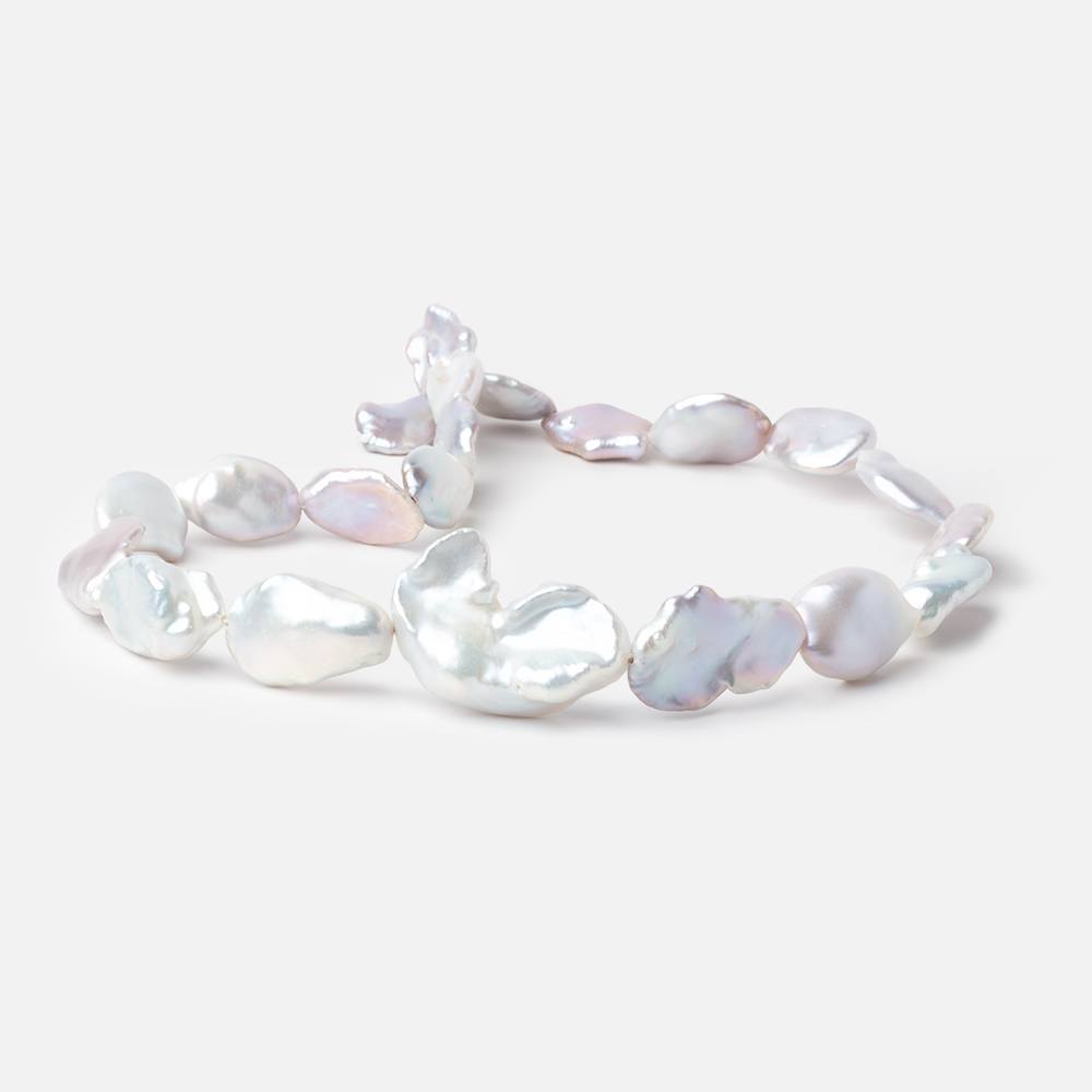 12x11 - 22x20mm Pale Silver Keshi Freshwater Pearls 16 inch 21 beads AA - Beadsofcambay.com